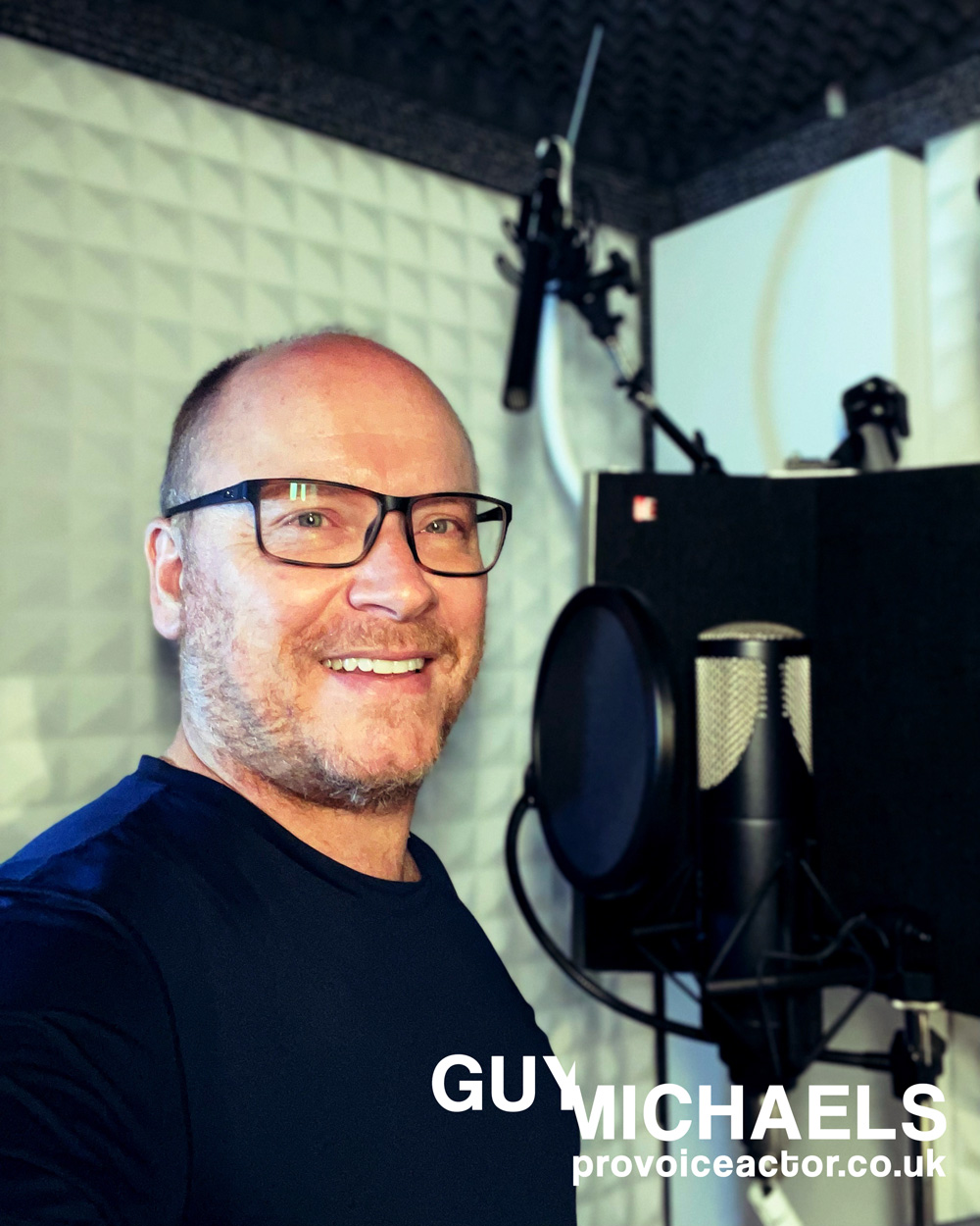 Guy Michaels in a voiceover booth - British Male Voice Over Artist - Guy Michaels